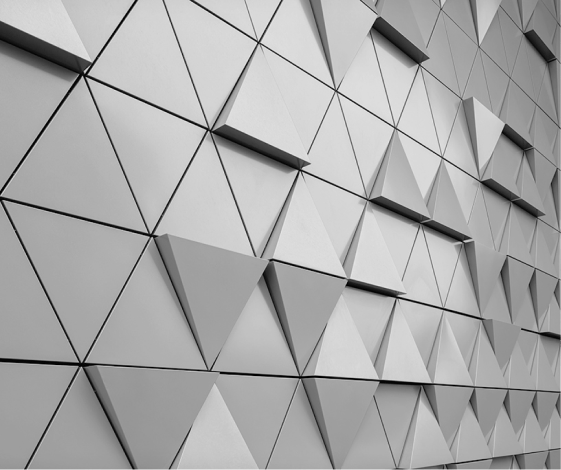 a wall of white triangles