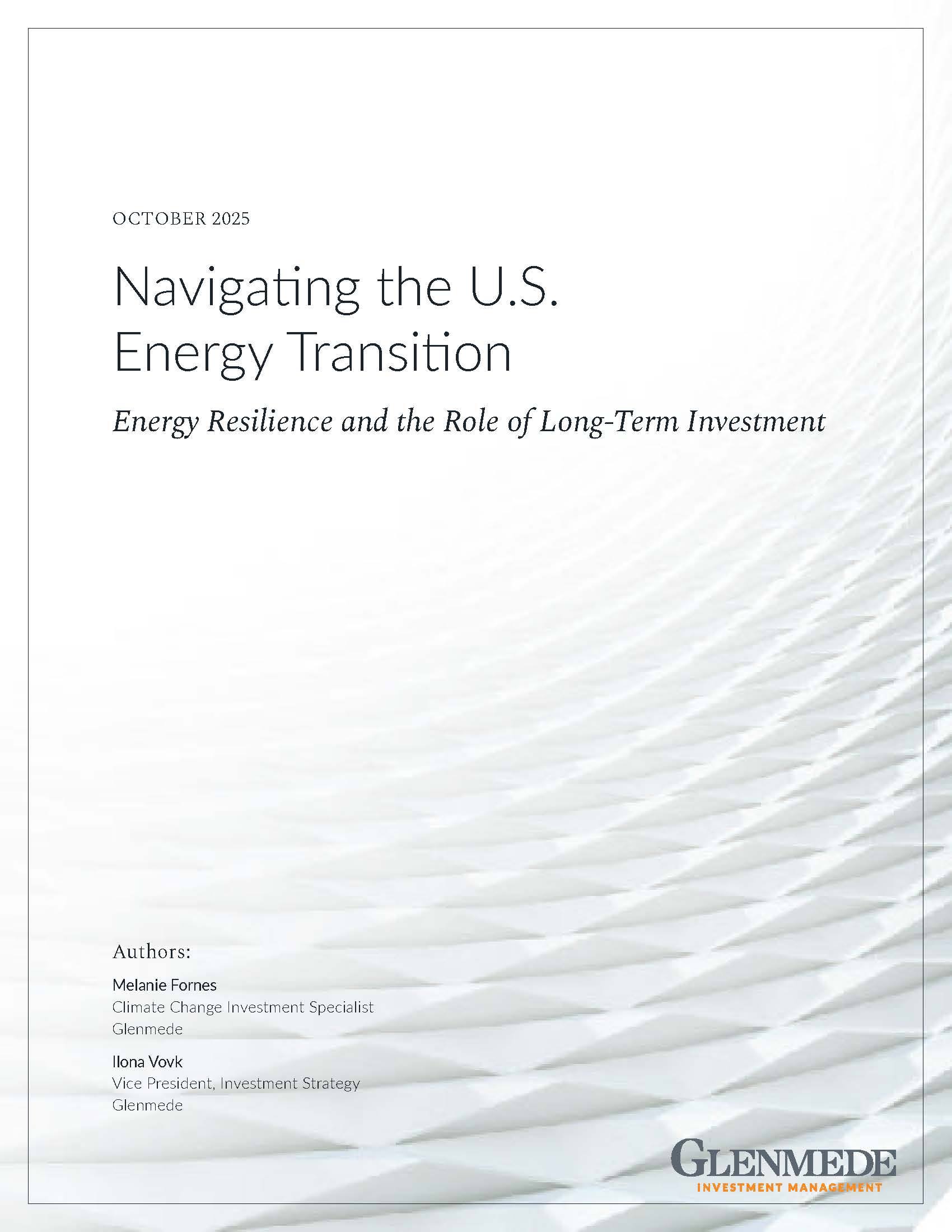 cover page of white paper with title "Navigating the U.S. Energy Transition"